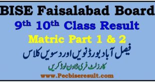 BISE Faisalabad Board Matric Result 2022