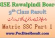 Rawalpindi Board Nine Class Result 2022 SSC Part 1