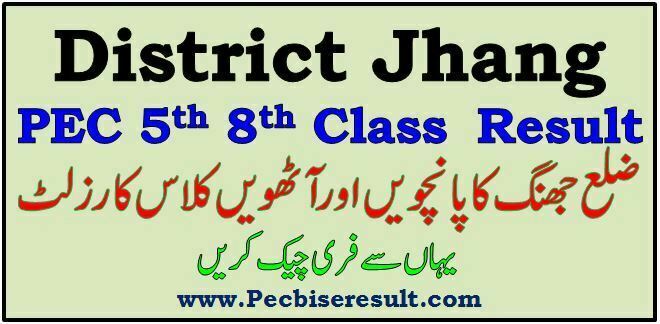 PEC District Jhang 5th 8th Class Result 2023