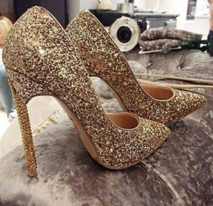Golden High Heel Shoes