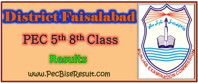PEC Five Eight Class Result 2023 Faisalabad
