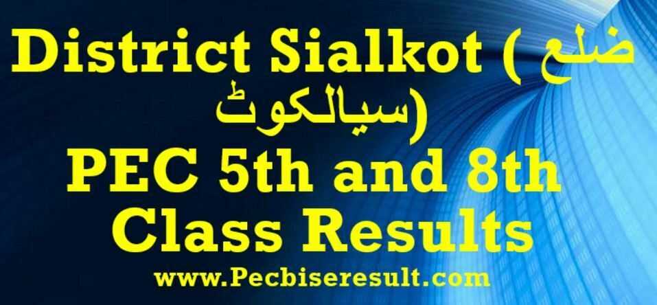 Sialkot PEC 5th and 8th Class Result 2023