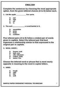 Emergency Medical Technician Rescue 1122 Test Sample Papers