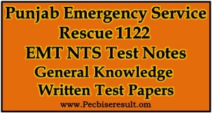 NTS Rescue 1122 Emergency Medical Technician Test Papers 2022