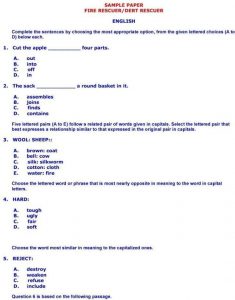 Rescue 1122 Fire Rescuer Sample Test Papers