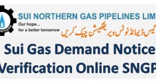 Online SNGPL – Sui Gas Demand Notice Verification