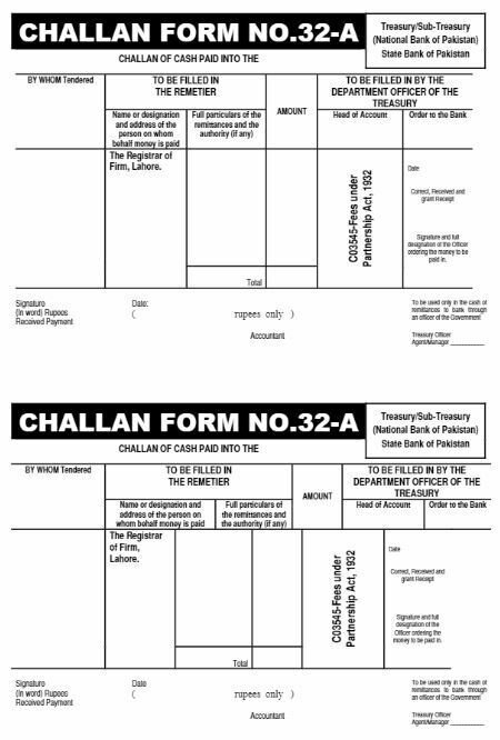 Online Download 32-A Challan Form Filled