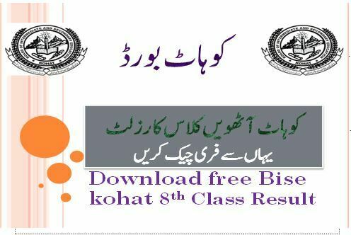 Bise Kohat board 8th Class Result 2023