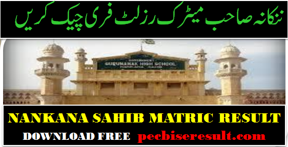 Lahore Board district Nankana Sahib Matric Result 2022