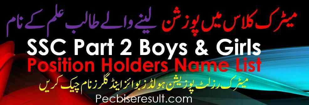 All BISE Boards Matric Result Position Holders Name 2022