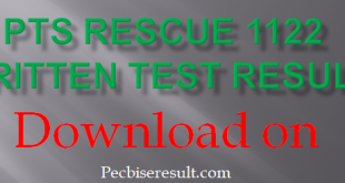 Rescue 1122 PTS written test Result 2022 online