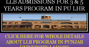 LAW ADMISSION IN PU LAHORE 2022