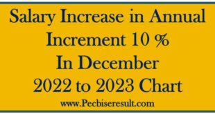 Salary Increase in Annual Increment December Chart 2022 to 2023 Govt. Employees