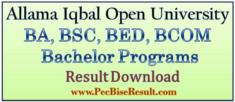 Allama Iqban Open University BA BSC BED BCOM Result 2023