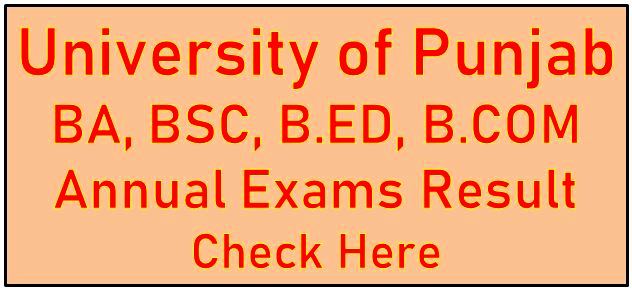 PU Lahore BA BSC BED BCOM Result 2023