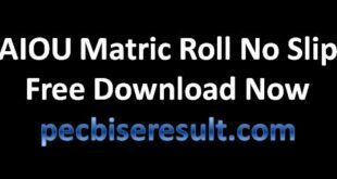 Free Download the AIOU Matric Roll No Slip 2022