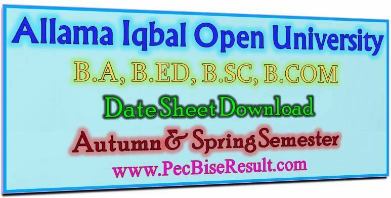 Allama Iqbal Open Unversity BA Date Sheet 2023