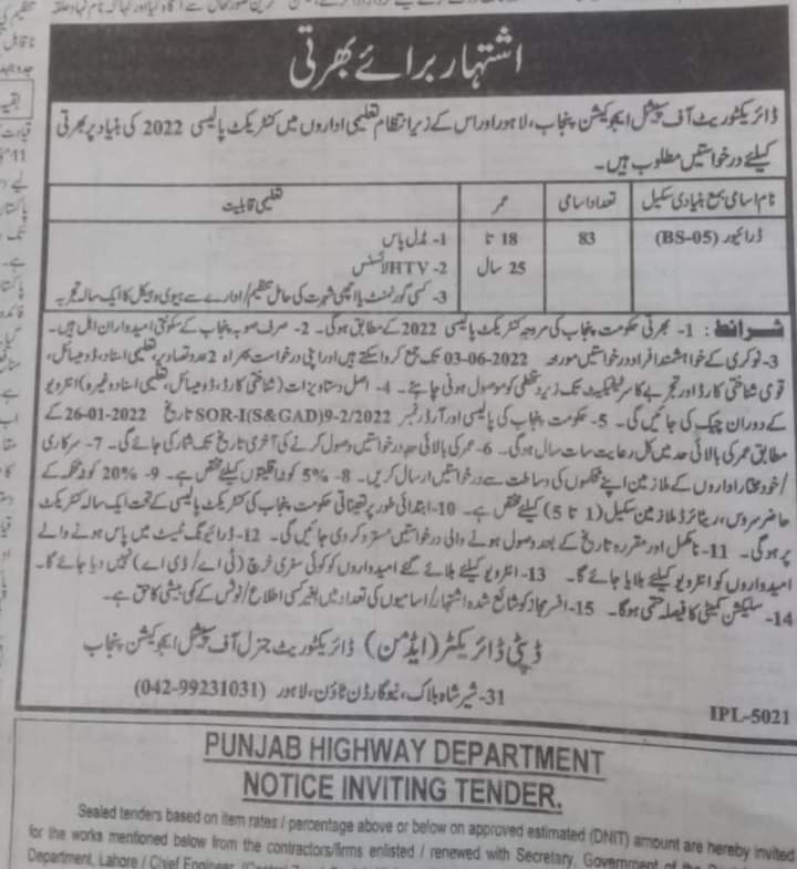 Driver jobs in Punjab Pakistan 2022