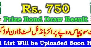 Prize Bond Draw Result 750 January 16 2023