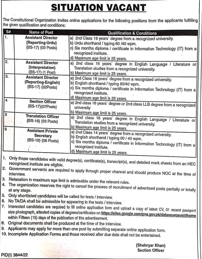 Pakistan National Assembly Announced Jobs 2023 