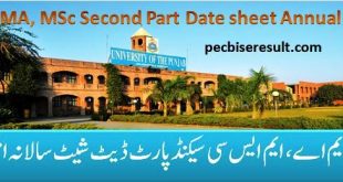 Date Sheet of PU Lahore 2023 MA MSC